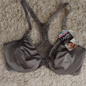 Gray Full Coverage Bra with Lace Details